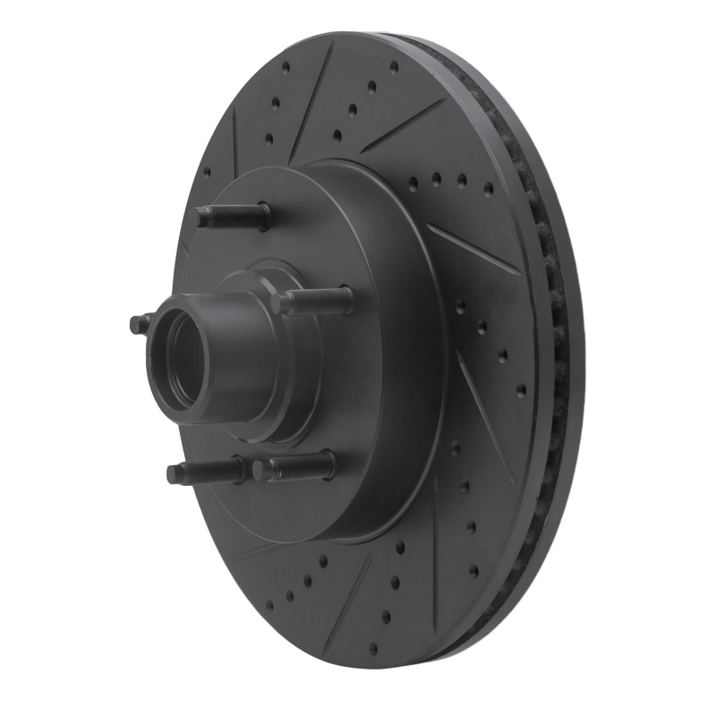 Ford E-150 Club Wagon Brake Rotor (1) - Front Left - R1 Concepts - Drilled & Slotted - Black - `04-`06